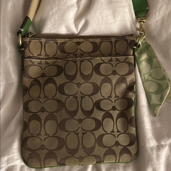 Coach Brown and Green Crossbody Bag with Monogram - Picture 5 of 5
